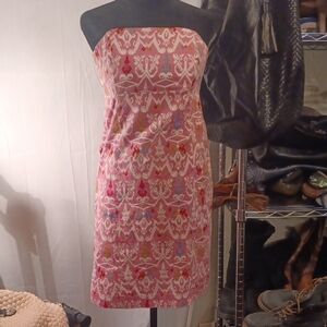 Sheridan French Strapless Pink Patterned Dress Size 4